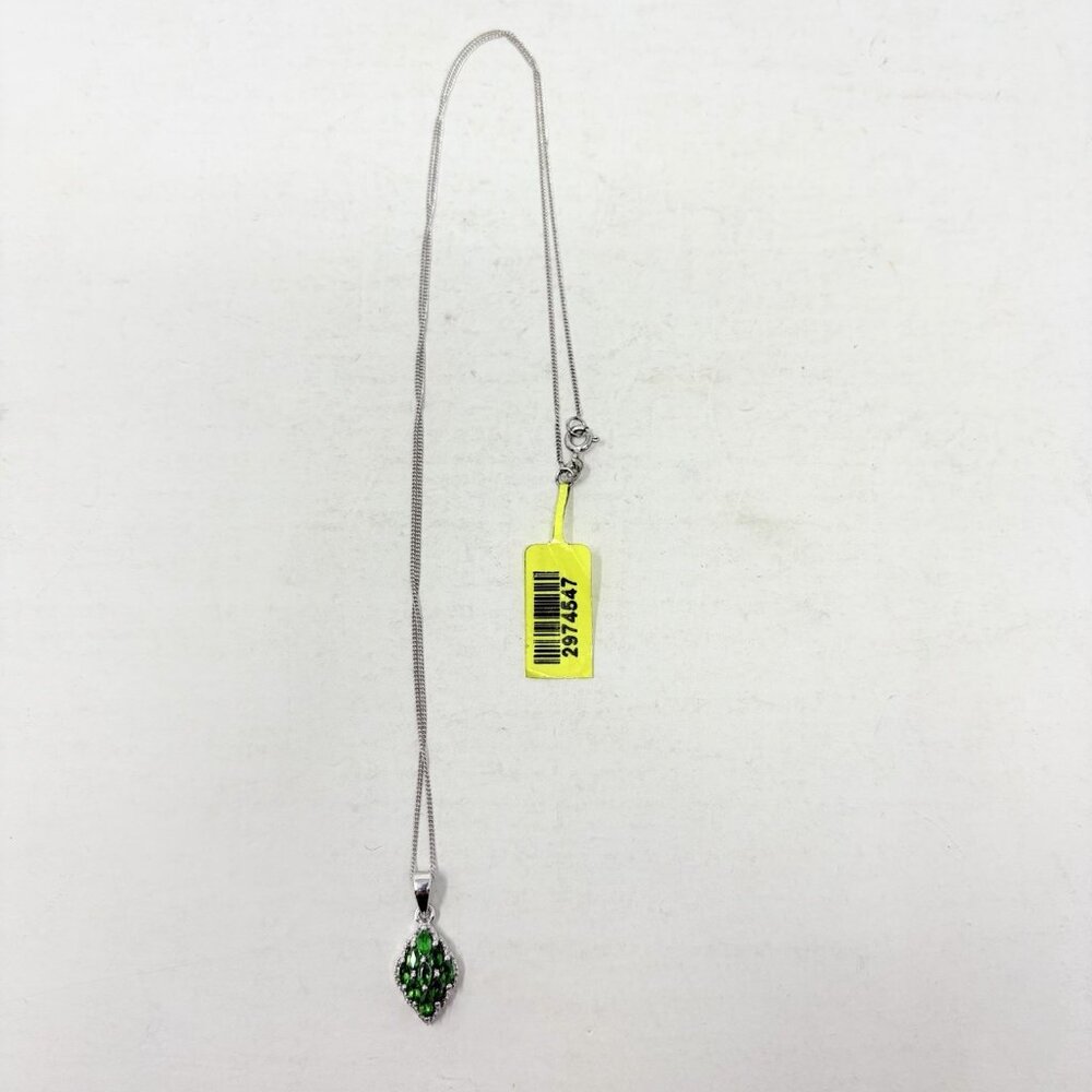 Shop LC Brilliant Green Gemstone Silver Pendant Necklace with 20in Chain 5347